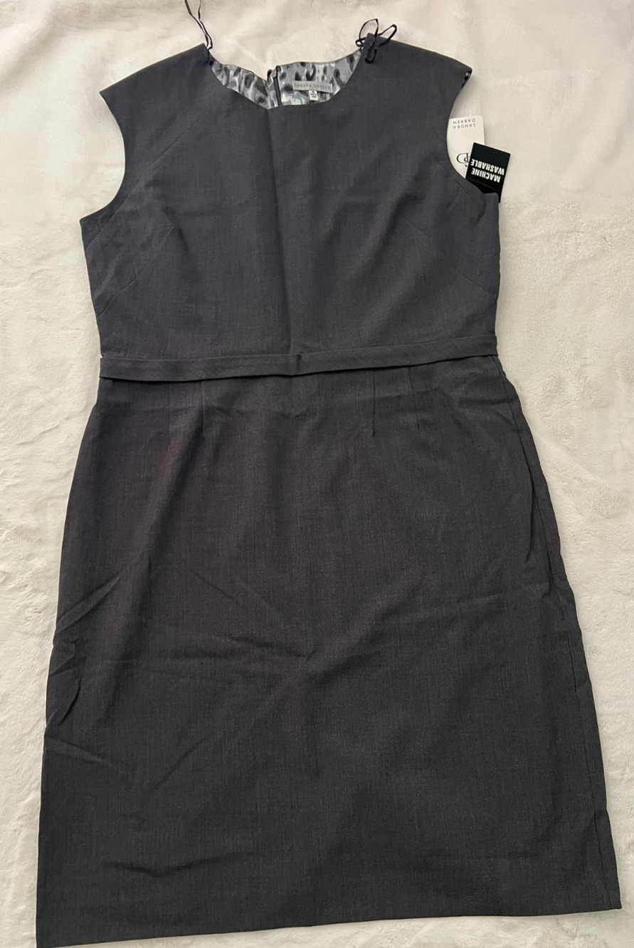 Sandra Darren Womens Size 16 Gray Sleeveless Sheath Dress Back Zip NWT